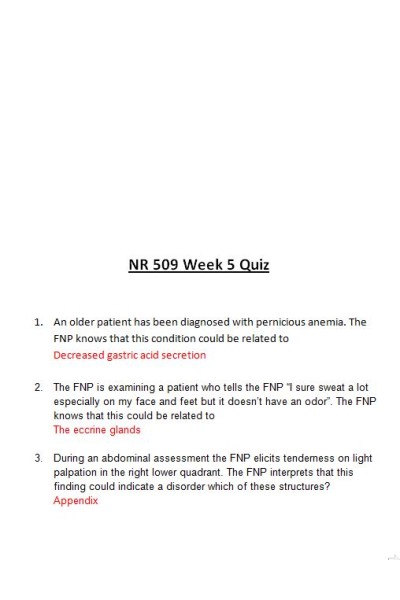 NR 509 Week 5 Quiz